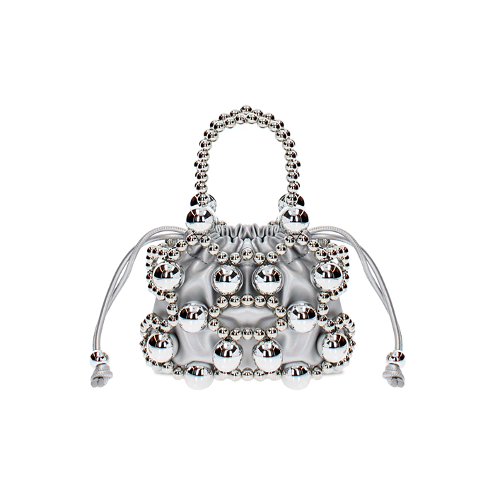Mini bag donna argento in metallo
