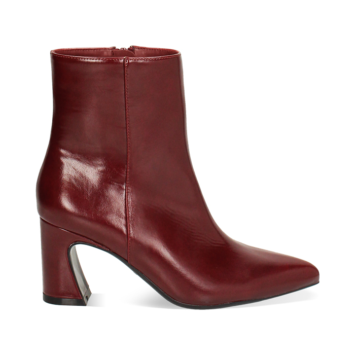Tronchetti bordeaux lucidi con tacco 7,3 cm