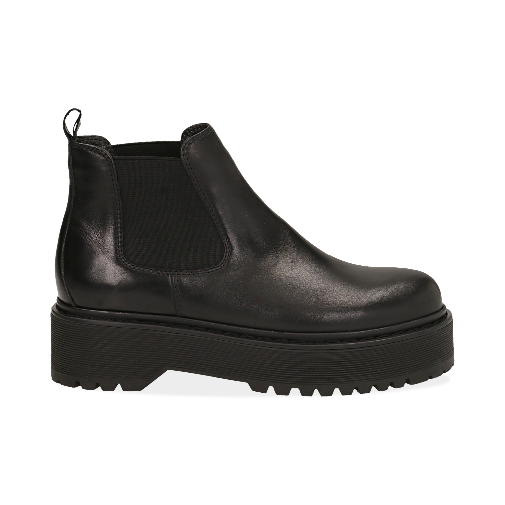 Chelsea boots neri in vera pelle, tacco 4,5 cm 