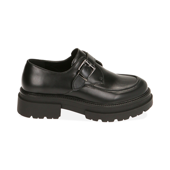 Monk shoes nere platform, suola 5 cm 