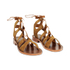 Sandalias bajas de mujer en tono cognac en ante