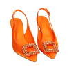 Décolleté slingback arancio in raso, tacco 7,5 cm