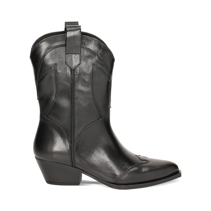 WOMEN SHOES DEMI-BOOT LEATHER NERO