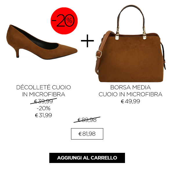 Décolleté cuoio in microfibra - Borsa media cuoio in microfibra | Primadonna  Collection