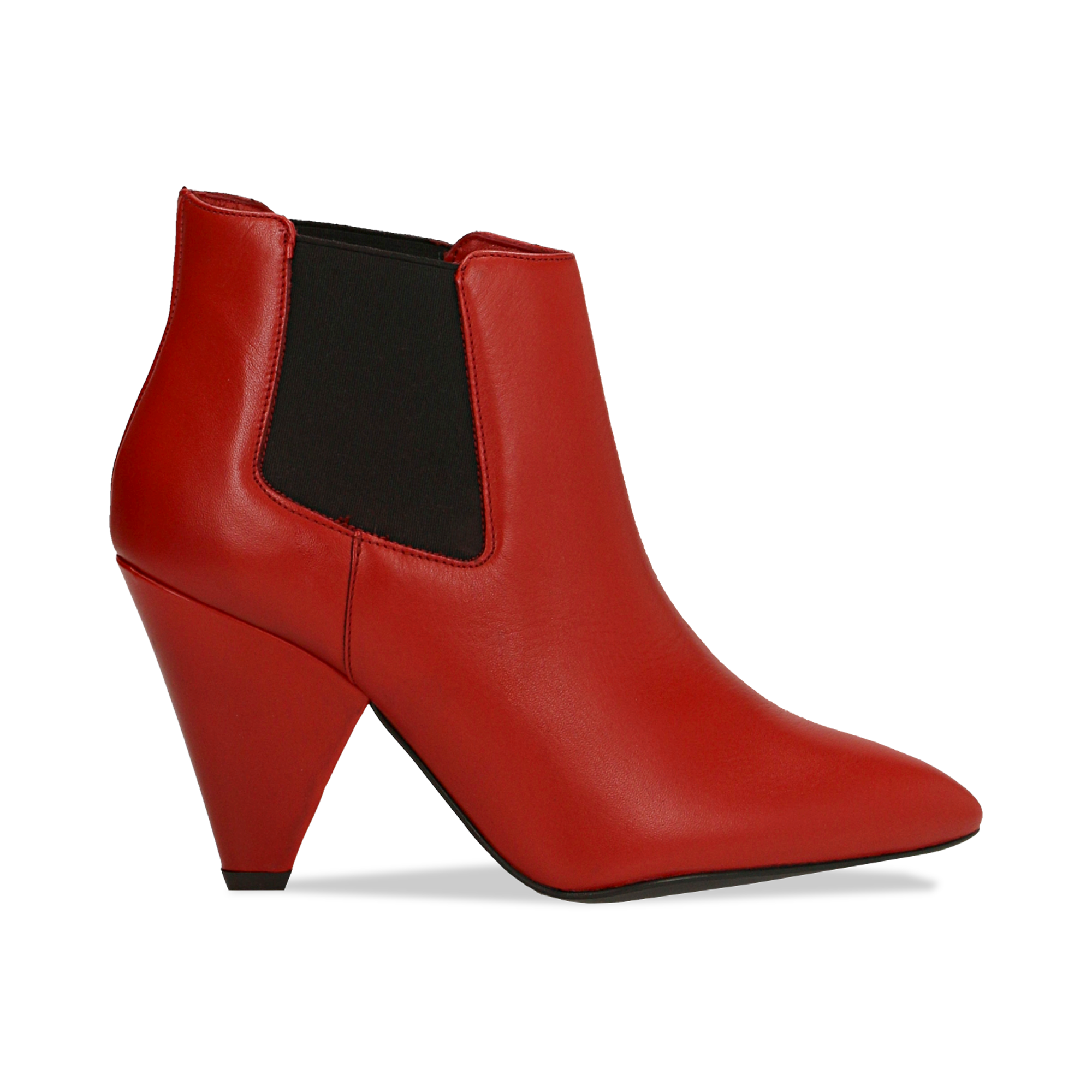 Chelsea Boots rossi in vera pelle, tacco a cono 9 cm