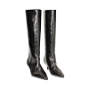 Bottes noires en cuir verni avec talon de 4,3 cm