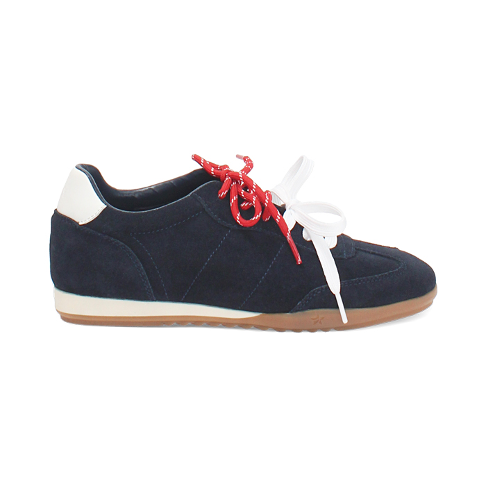 Sneakers blu in camoscio con doppio laccio