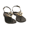 Sandali neri in pelle con gemma