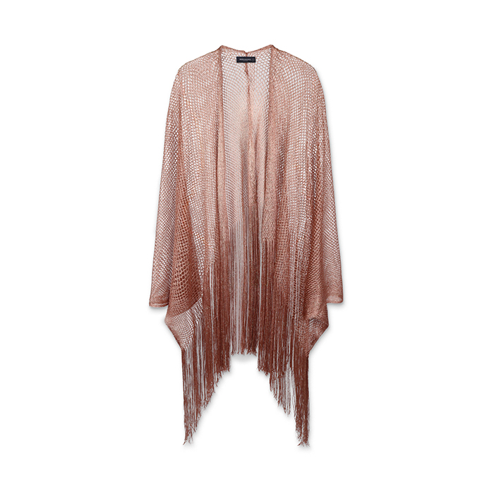 Poncho donna rosa oro in tessuto laminato