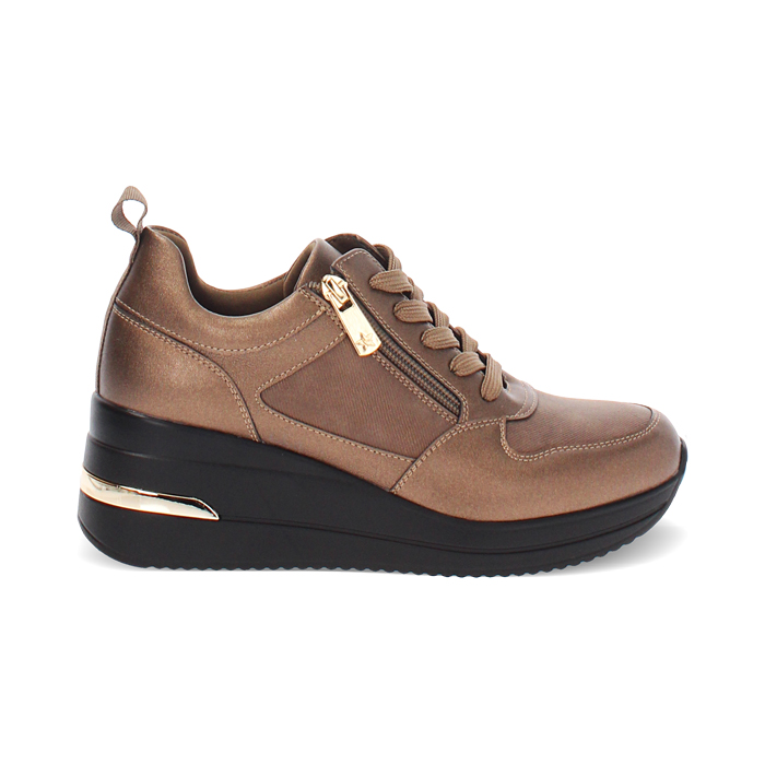 Zapatillas deportivas bronce con tacón de 7 cm