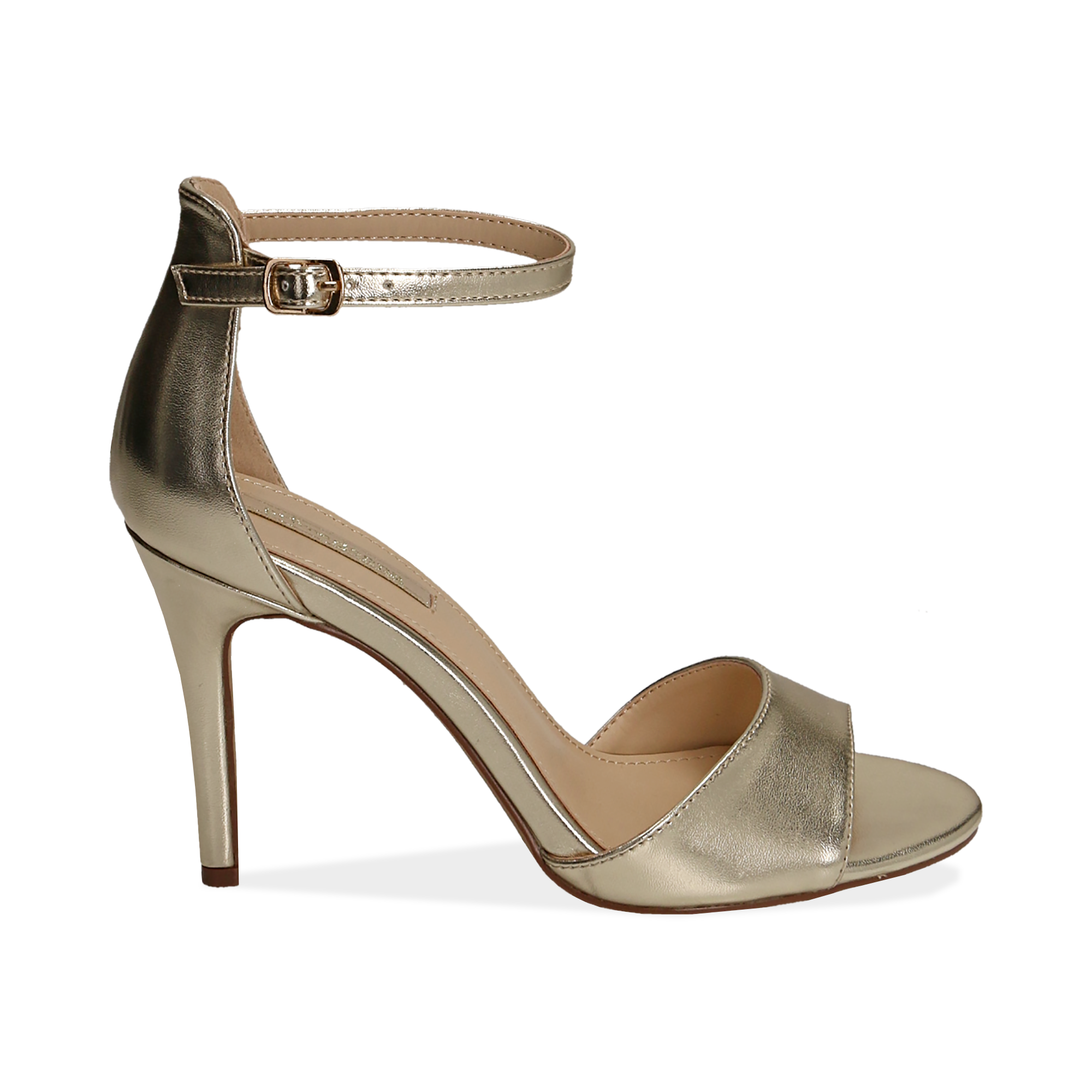 Sandali oro in eco-pelle laminata, tacco 9,5 cm | Primadonna Collection
