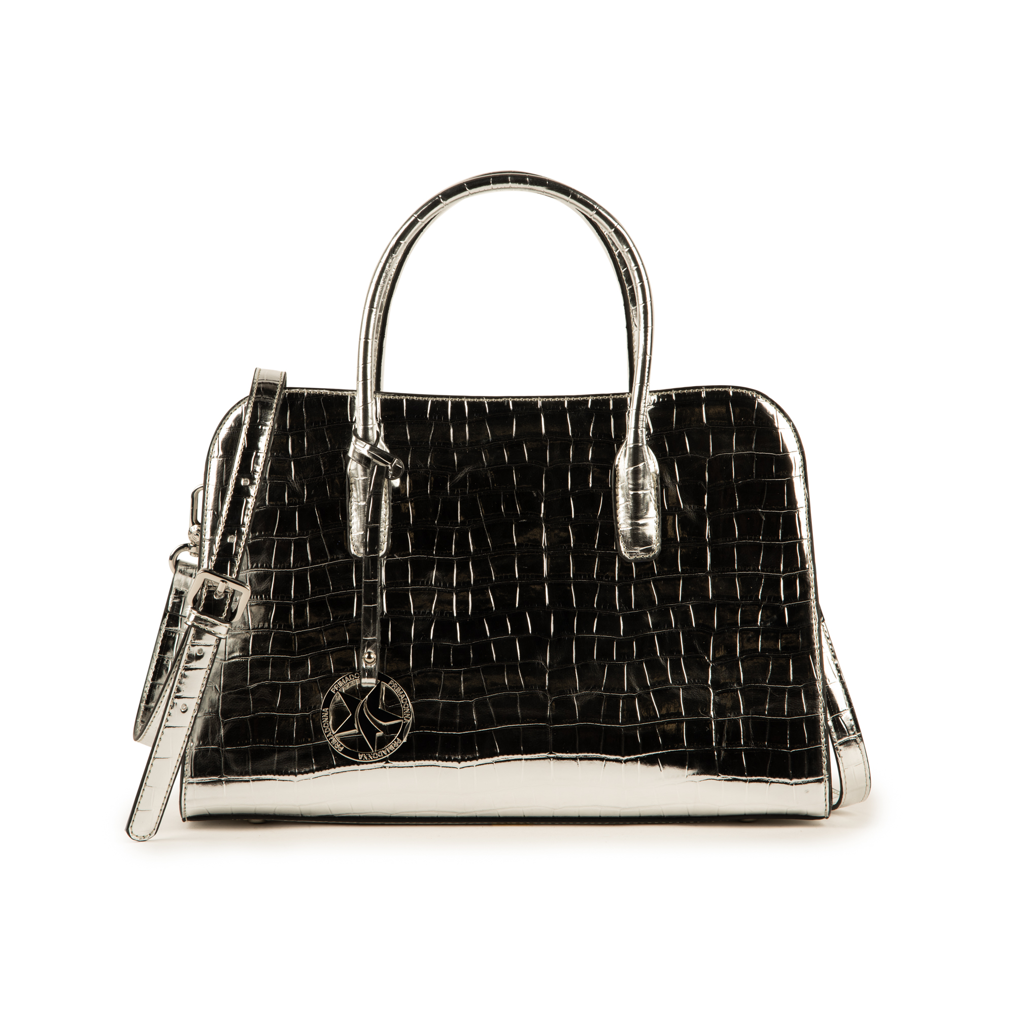 Borsa a mano argento in eco-pelle cocco print | Primadonna Collection