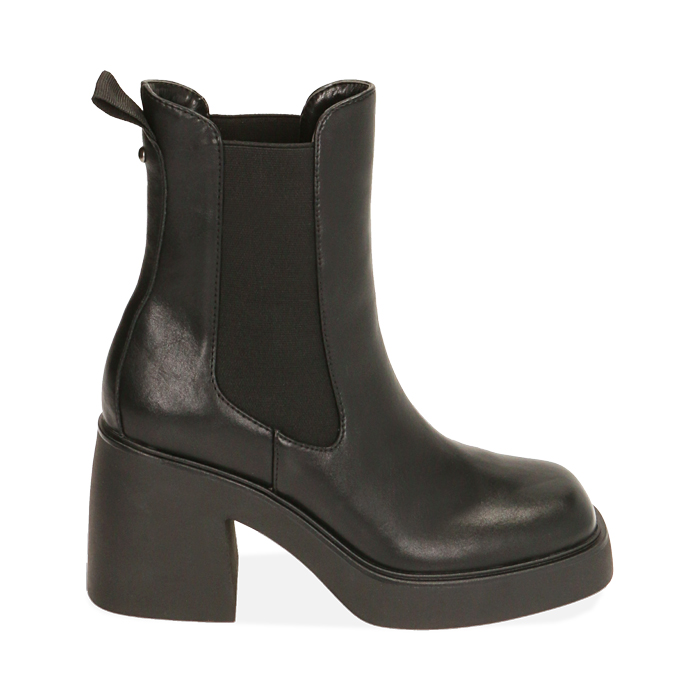 Chelsea boots platform neri, tacco 8,5 cm 