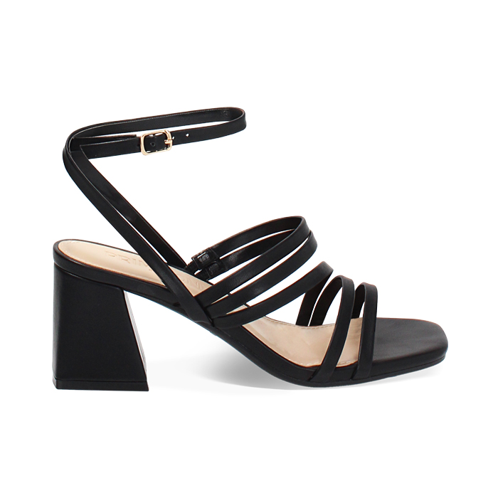 Sandalo donna nero basic, tacco largo 6,5 cm