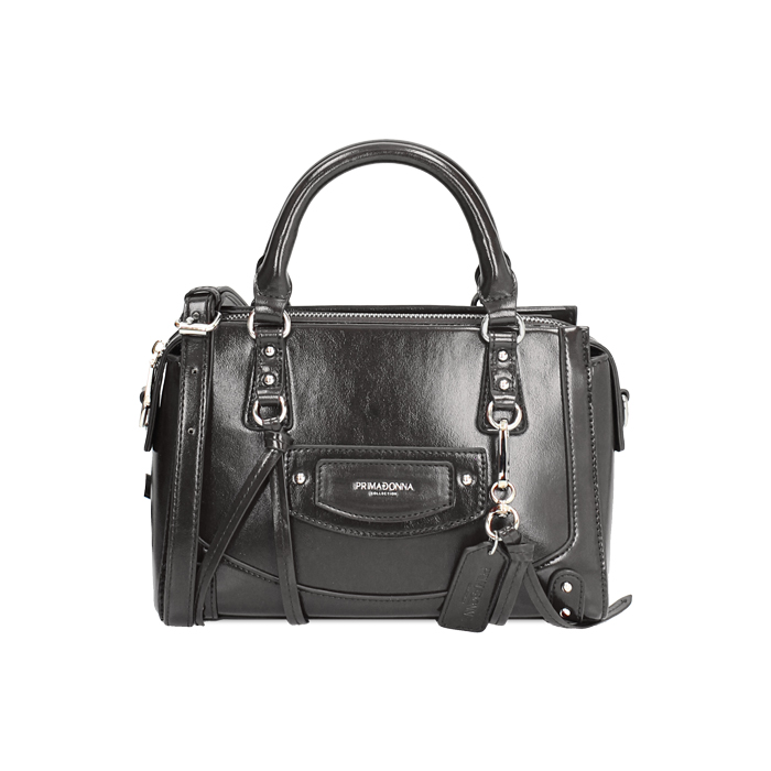 Mini sac noir brillant avec bandoulière amovible