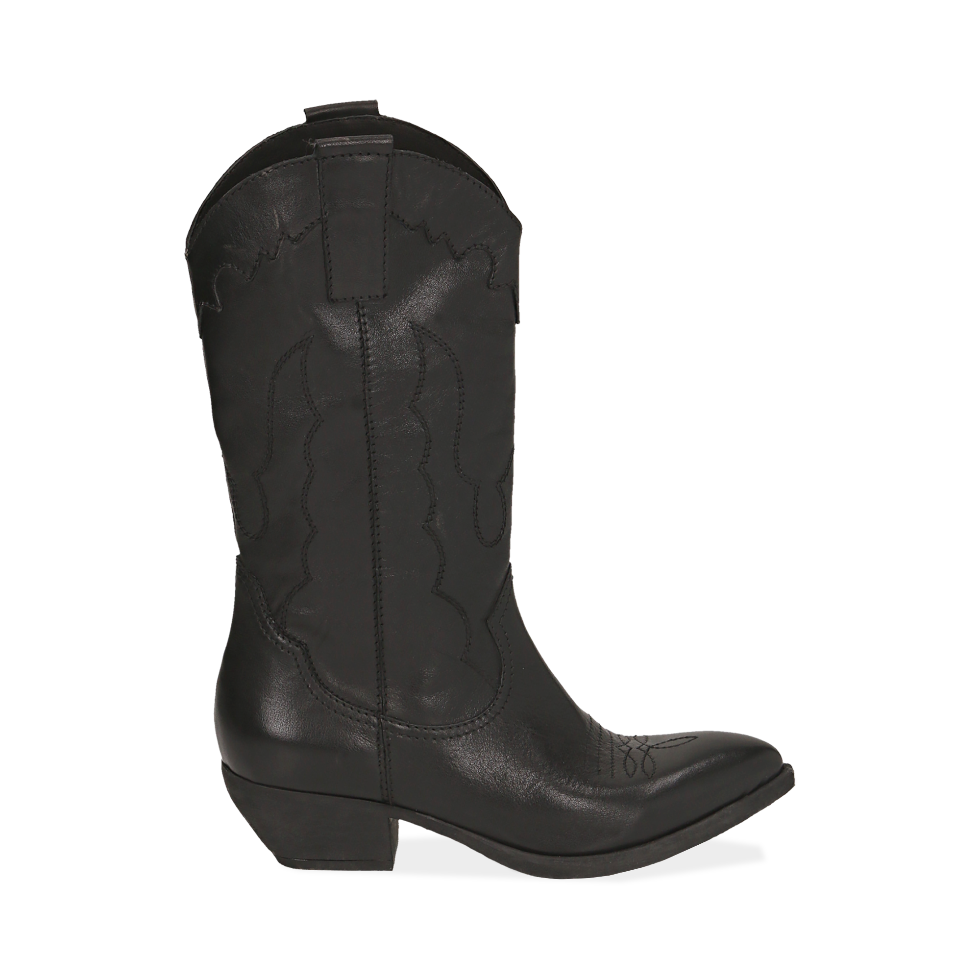 Camperos neri in pelle, tacco 4 cm | Primadonna Collection
