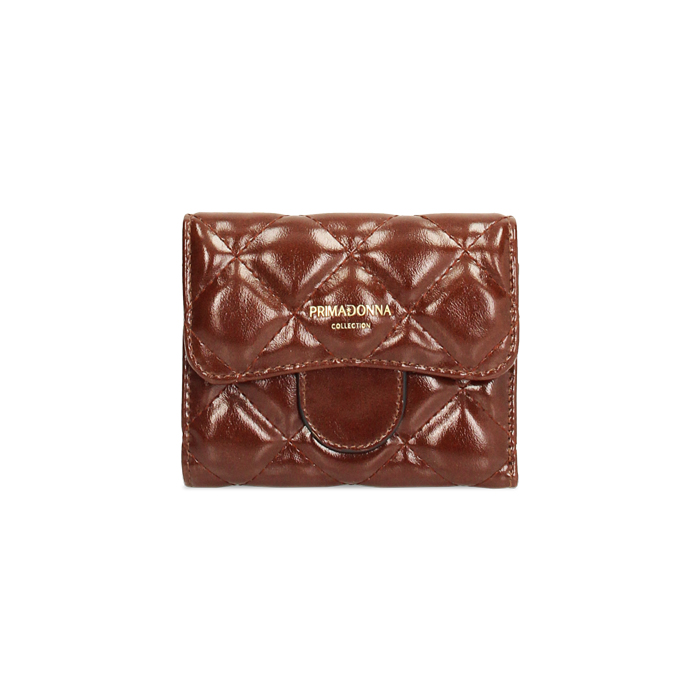 Portefeuille cognac brillant avec détails sophistiqués