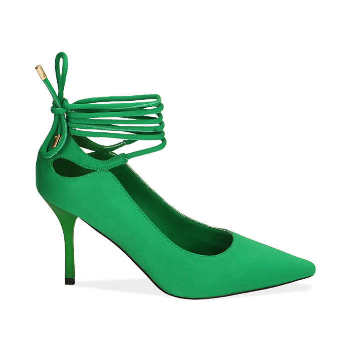 Décolleté verdi in lycra, tacco 8,5 cm 
