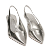 Décolleté slingback argento laminato, tacco 5 cm