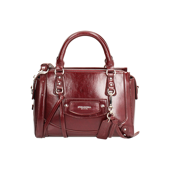 Mini sac bordeaux brillant avec bandoulière amovible