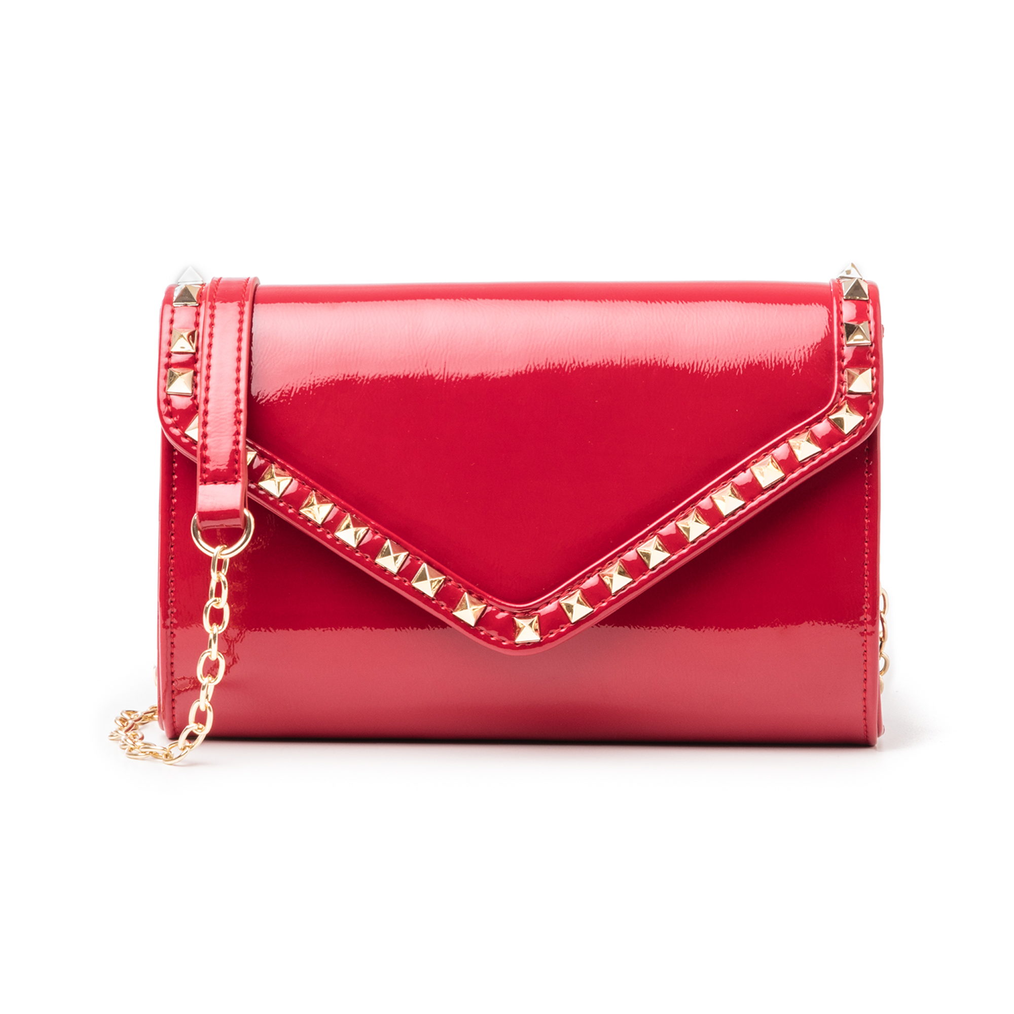 Clutch rossa borchiata in vernice | Primadonna Collection
