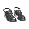 Sandalo donna nero intrecciato, tacco 5,5 cm