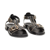 Sandales plates femme noires en cuir