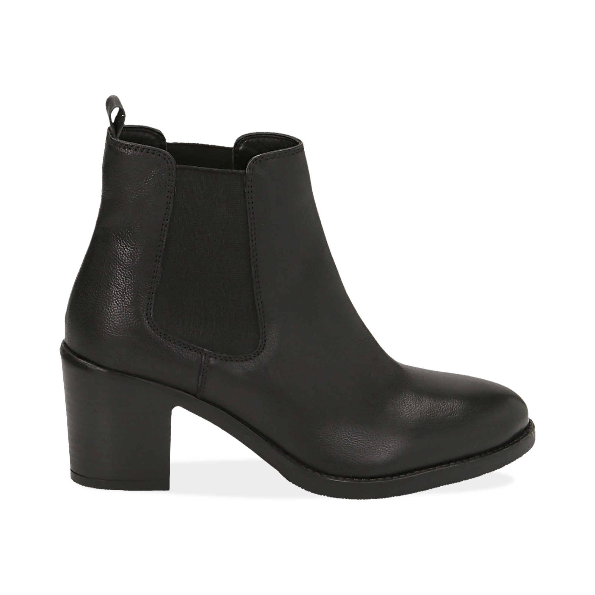 Ankle boots neri in pelle, tacco 4,50 cm