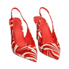 Zapatos destalonados de raso rojo, tacón 10 cm