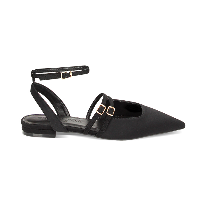 Andrés Machado Ballerine Classiche Da Bambina AM539 – Punta Tonda, Tacco Piatto 0,5 Cm – Similpelle Raso Nero – EU 43 - 2