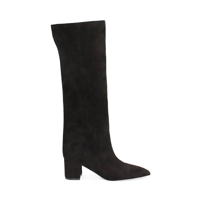 Botas en microfibra negras con tac&oacute;n de 6 cm