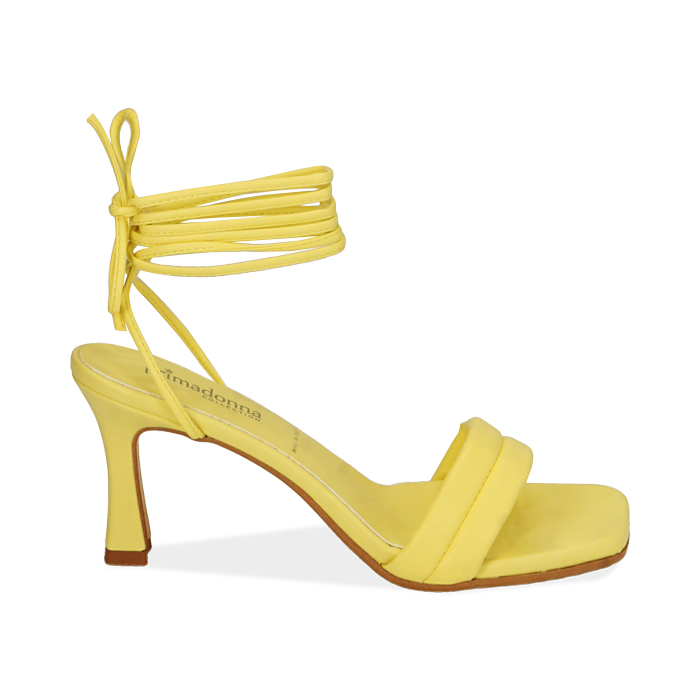 Sandales lace-up jaune, talon 7,5 cm