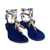 Sandalias chanclas joya azul de raso