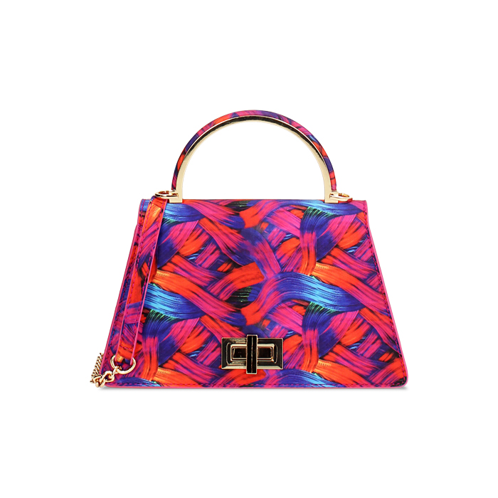 Mini sac femme multicolore-bleu orange en satin