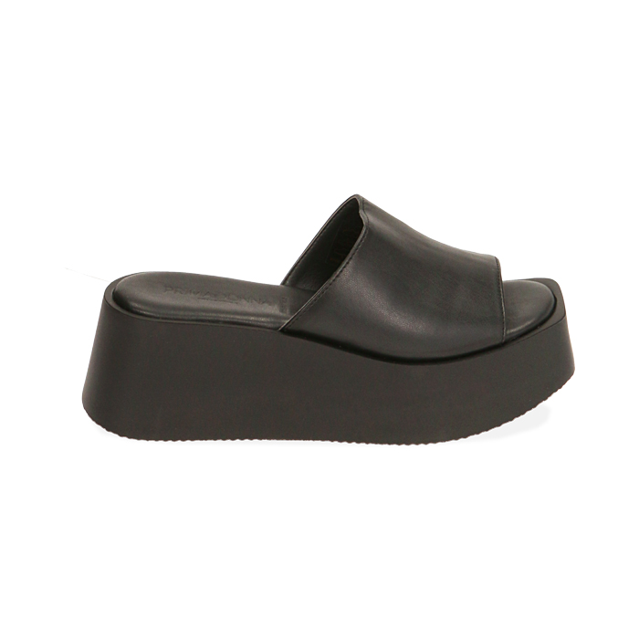 Zapatillas negras, cuña 6 cm 
