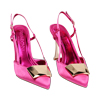 Décolleté slingback fucsia in raso, tacco 9,5 cm