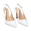 Décolleté slingback abrasivate bianche, tacco 9,5 cm