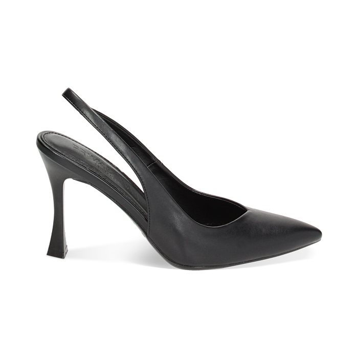 Décolleté slingback nere, tacco 9,5 cm