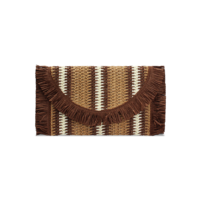 Pochette da mare in paglia marrone