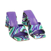 Mules en satin violet, talon 8 cm 