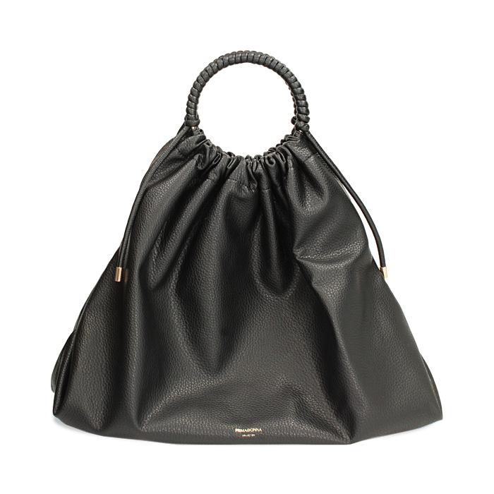Borsa a mano nera con manico circolare