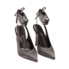 Slingback en satin noir, talon 11 cm 