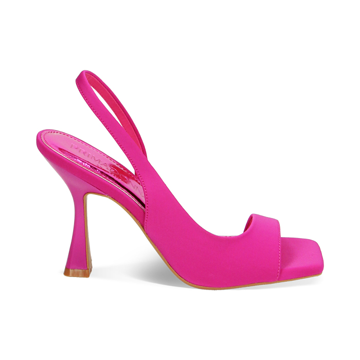 Sandales à talons fuchsia en lycra