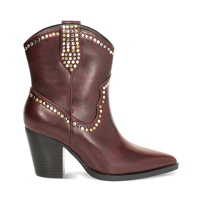 Bottines bordeaux avec talon de 7,2 cm