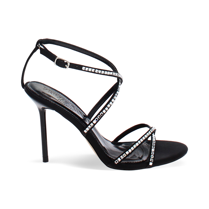 Sandali neri con pietre tacco 9,6 cm