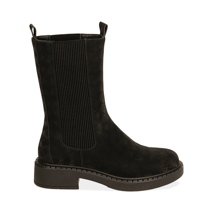 Chelsea boots neri in microfibra nabuk, tacco 4 cm 