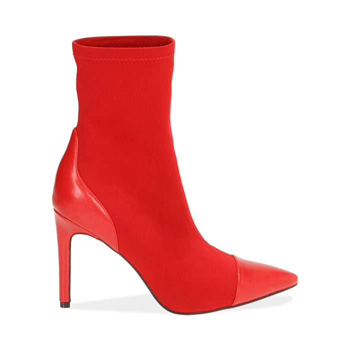 Ankle boots rossi in lycra, tacco 10 cm 
