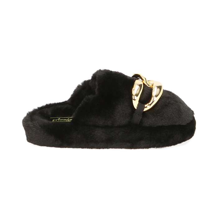 Pantofole da donna nere in eco-fur | Primadonna Collection