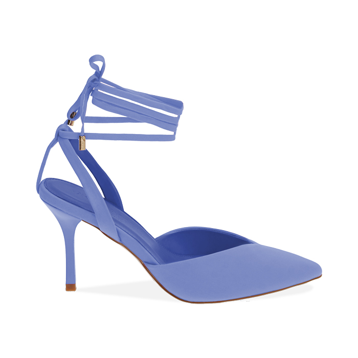 Décolleté slingback viola in tessuto, tacco 8,5 cm