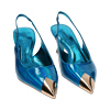 Décolleté slingback specchio azzurre, tacco 6 cm